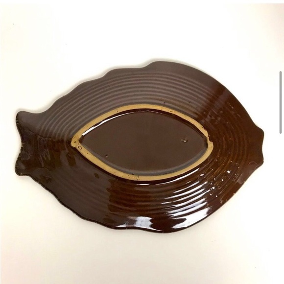 Vintage Ceramic Brown Drip Fish Plates Set of 3 Boho Eclectic - Picture 5 of 6